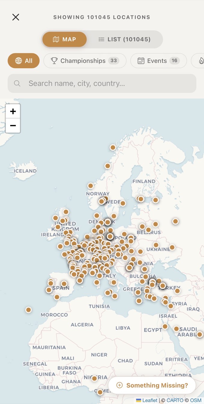 The Espresso app: interactive map with over 100,000 roasteries and coffee locations across Europe